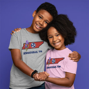 Camiseta Bandeira do Tennessee & Flor Íris Roxa Texto Perso