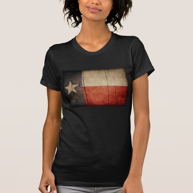 Camiseta Bandeira do Texas de madeira robusta (Frente)
