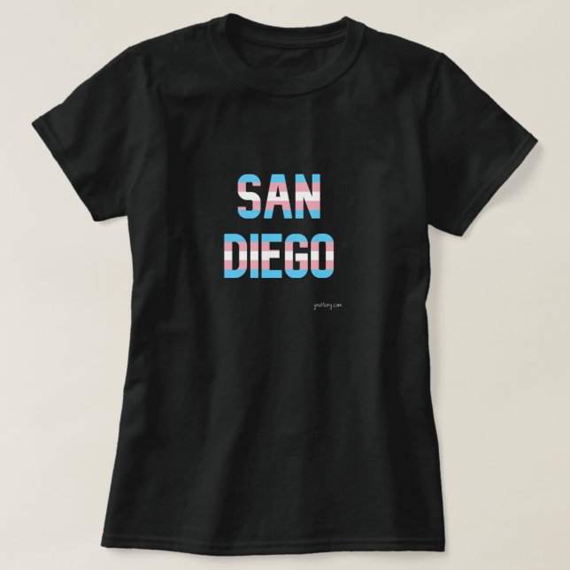 Camiseta Bandeira do Transgênero do Orgulho San Diego (Frente do Design)