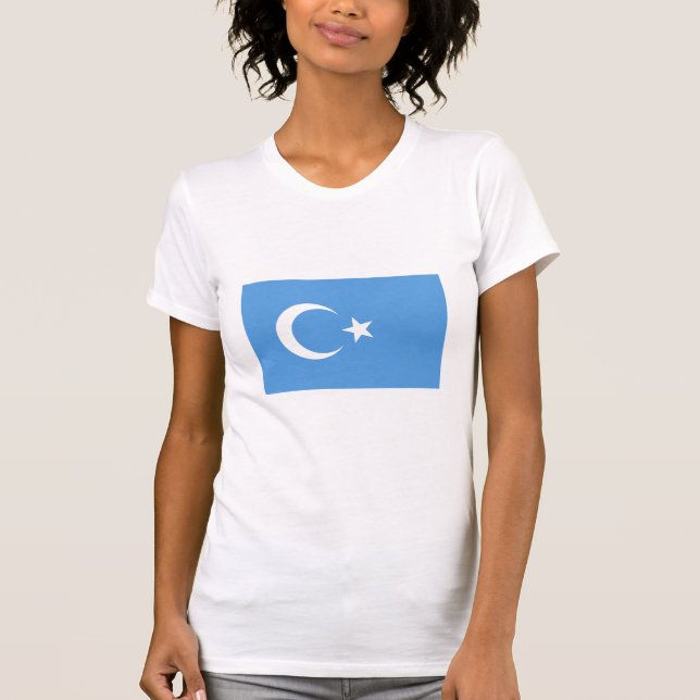 Camiseta Bandeira do Uigur do Turquestão Oriental (Frente)
