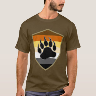 Camiseta Bandeira do Urso Gay Escudo de Orgulho do Urso Pat