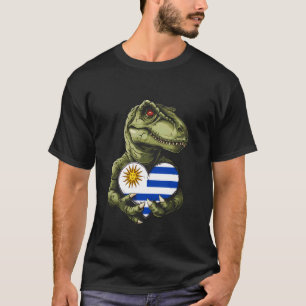 Camiseta Bandeira do Uruguai T-Rex Raízes Uruguaia Coração 