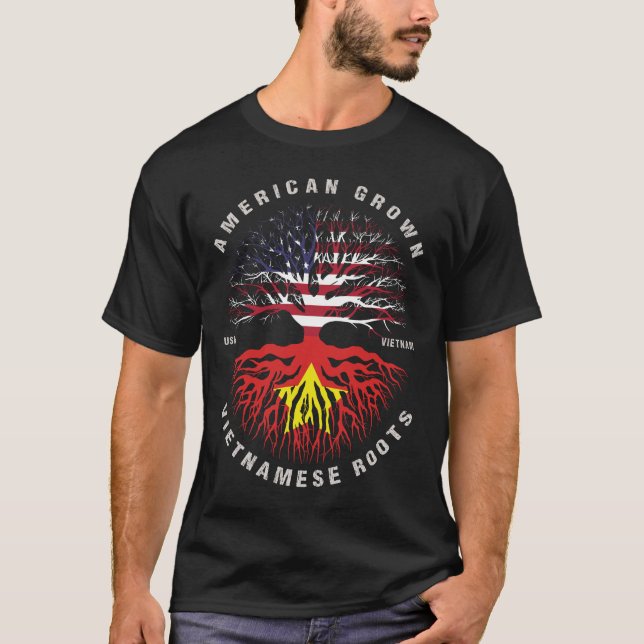 Camiseta Bandeira do Vietnamita Americano Motiva o Vietnã (Frente)