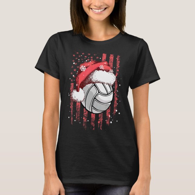 Camiseta Bandeira do Voleibol Xmas EUA (Frente)