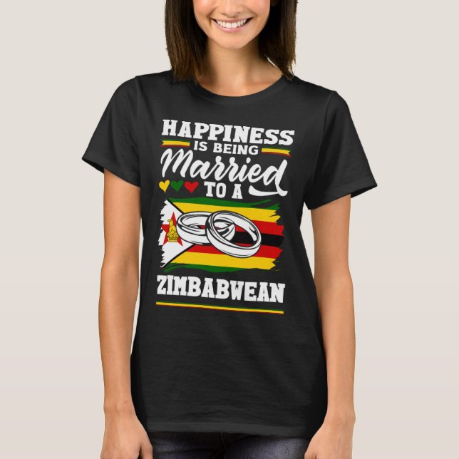 Camiseta Bandeira Do Zimbábue Casada Com Um Zimbabué (Frente)