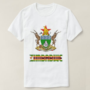 Camiseta Bandeira do Zimbabué e Casaco de Armas Patriótica