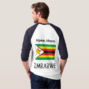 Camiseta Bandeira do Zimbábue e Zimbábue com o Nome de Home