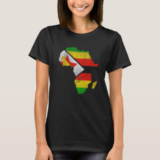 Camiseta Bandeira do Zimbábue Silhueta do Continente Africa