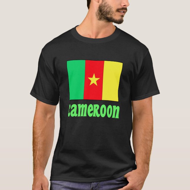 Camiseta Bandeira dos Camarões com Texto (Frente)