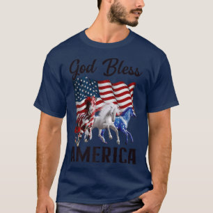 Camiseta Bandeira dos Cavalos da América do deus abençoe Qu