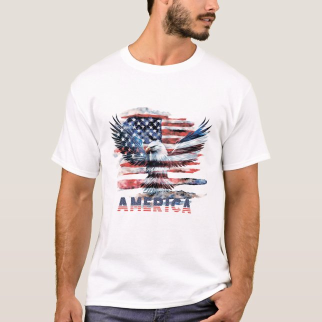 Camiseta Bandeira dos Estados Unidos. América (Frente)