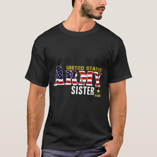 Camiseta Bandeira dos Estados Unidos Irmã do Exército Ameri (Frente)