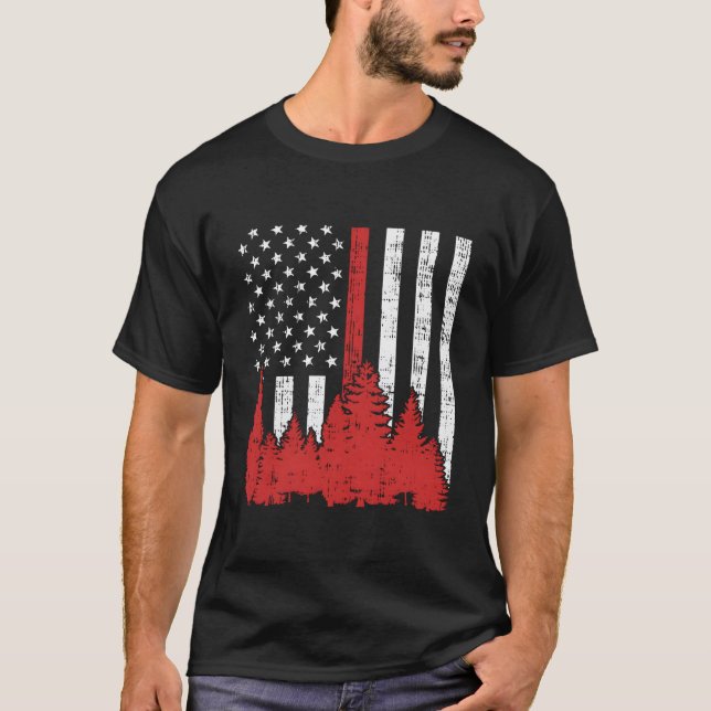Camiseta Bandeira dos Estados Unidos Thin Red Line Forest F (Frente)