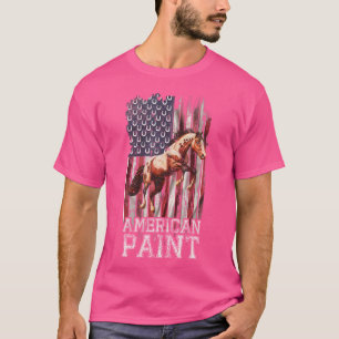 Camiseta Bandeira Dos EUA Amante Do Cavalo Pintado American