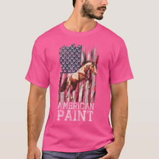 Camiseta Bandeira Dos EUA Amante Do Cavalo Pintado American