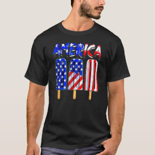 Camiseta Bandeira dos EUA América Picolé de Creme Patriótic