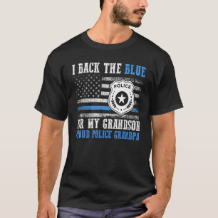 Camiseta Bandeira dos EUA Apoio o Azul Pelo Meu Neto Orgulh