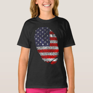 Camiseta bandeira dos EUA, bandeira dos EUA, impressão digi