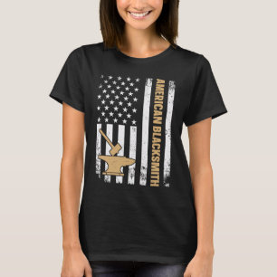 Camiseta Bandeira dos EUA Bigorna e Martelo de Ferreiro Ame
