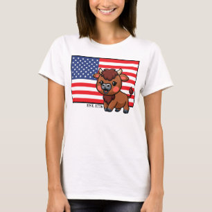 Camiseta Bandeira dos EUA com Bison EST 1776