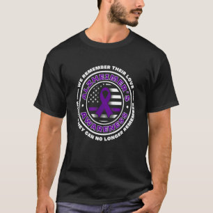 Camiseta Bandeira dos EUA com fitas roxas para conscientiza