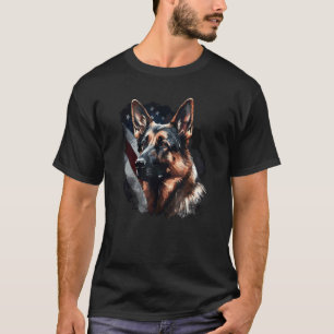 Camiseta Bandeira dos EUA com Pastor Alemão 1