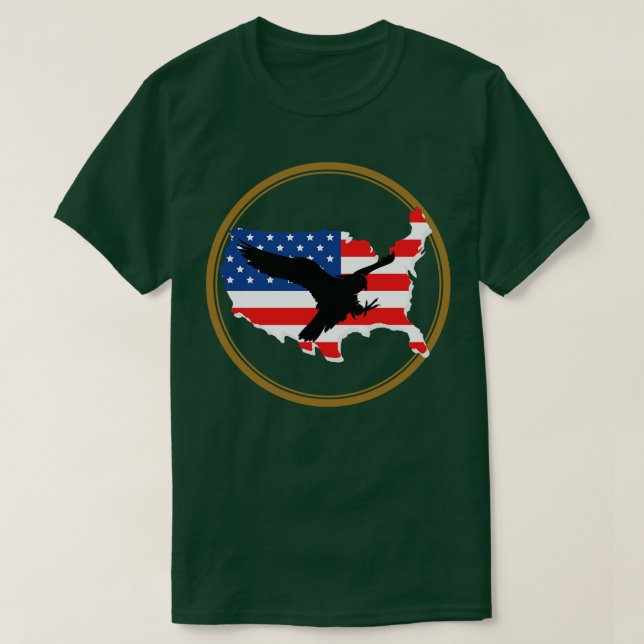 Camiseta Bandeira dos EUA com silhueta de águia (Frente do Design)