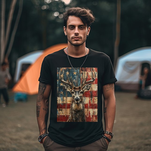 Camiseta Bandeira dos EUA com Veado (Criador carregado)