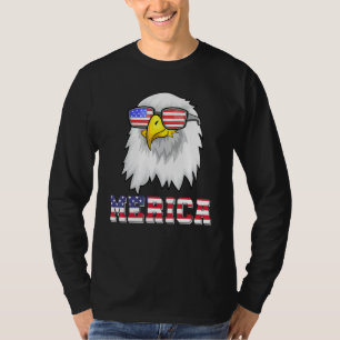 Camiseta Bandeira dos EUA Cool Merica Óculos de Sol Patriot