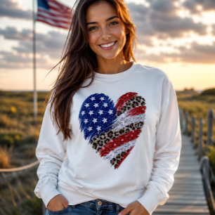 Camiseta Bandeira dos EUA Coração Brilhante de 4 de Julho c