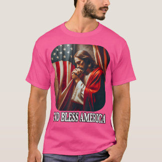 Camiseta Bandeira Dos Eua deus abençoe E Jesus Quarto De Ju