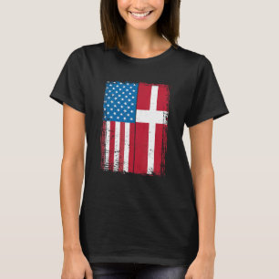 Camiseta Bandeira dos EUA Dinamarca Dinamarquês