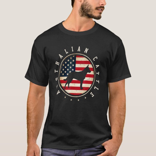 Camiseta Bandeira dos EUA do Gado Australiano 4 de Julho Mã (Frente)