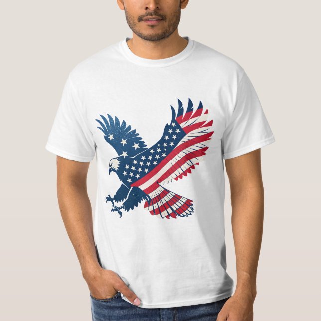 Camiseta Bandeira dos EUA em Forma de Águia (Frente)