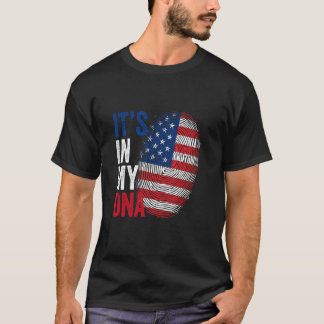 Camiseta Bandeira dos EUA Está no Meu DNA Homens Mulheres C