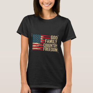 Camiseta Bandeira dos EUA Família Deus País Liberdade 
