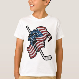 Camiseta Bandeira dos EUA Feita De Paus De Hóquei