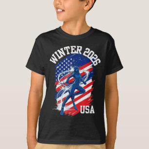 Camiseta bandeira dos EUA gráfico de esqui