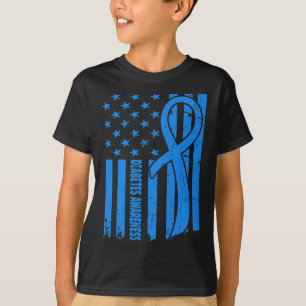 Camiseta Bandeira dos EUA Guerreiro Diabético Azul Diabetes
