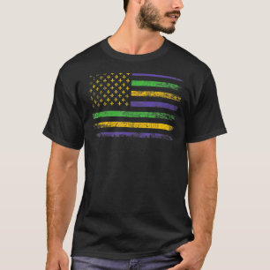 Camiseta Bandeira dos EUA Mardi Gras Carnaval de Nova Orleã