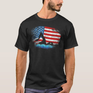 Camiseta Bandeira dos EUA Nadador Natação Esporte Atleta Na