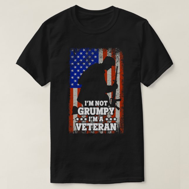 Camiseta Bandeira dos EUA Não sou Grumpy im a Veteran 116 (Frente do Design)