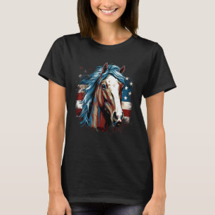 Camiseta Bandeira dos EUA no cavalo no dia 4 de julho 2