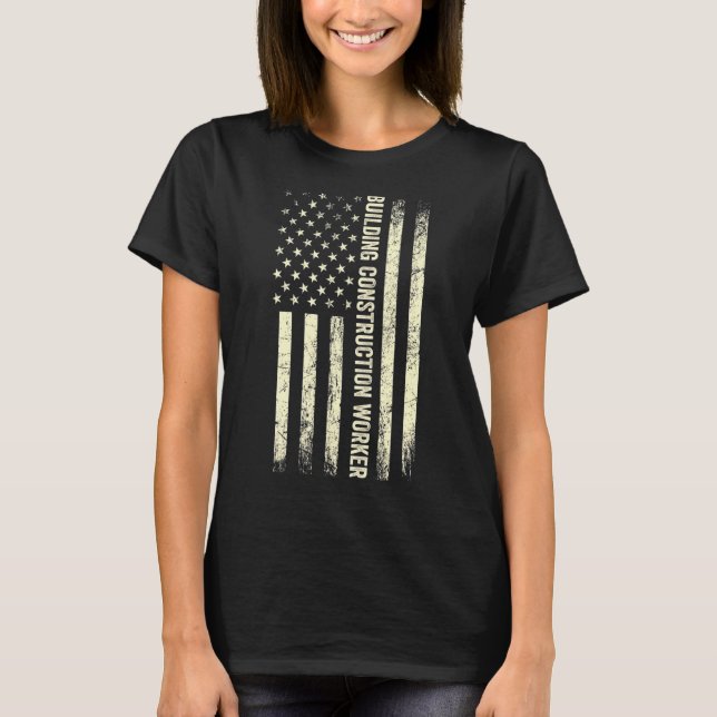 Camiseta Bandeira Dos Eua Trabalhando Em Ortodia Construção (Frente)