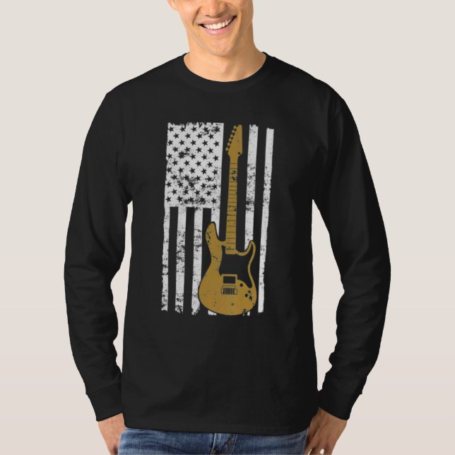 Camiseta Bandeira dos EUA Vintage Guitar (Frente)