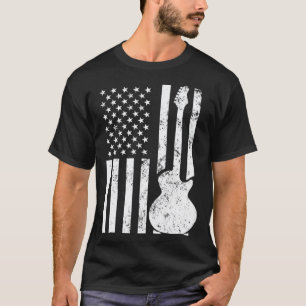 Camiseta Bandeira dos EUA Vintage Guitar Dad Guitarrista Pa