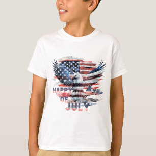 Camiseta Bandeira e águia dos Estados Unidos. 4 de julho.