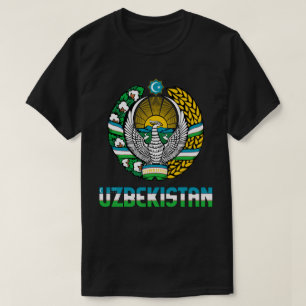 Camiseta Bandeira e Brasão de Armas Patrióticos do Uzbequis