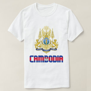 Camiseta Bandeira e Casaco de Armas Patriótica no Camboja