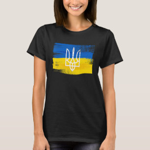 Camiseta Bandeira e Casaco de armas pintadas na Ucrânia Pa